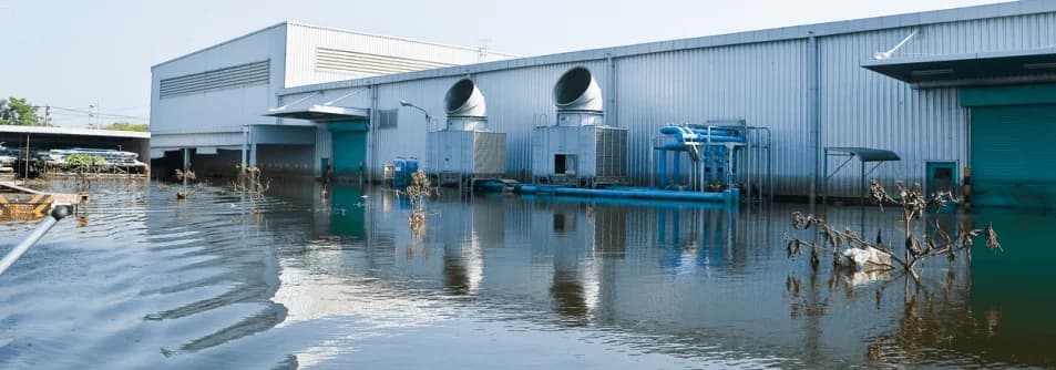 Commercial water damage restoration in progress